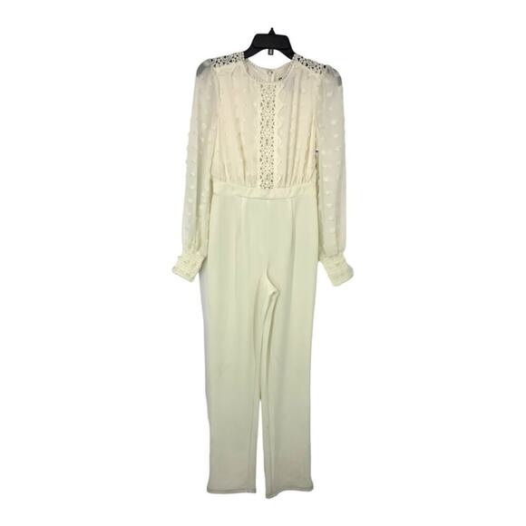 Love By Design Rinata Swiss Dot Long Sleeve Jumpsuit Size Small NWOT $118 MSRP - Picture 2 of 6